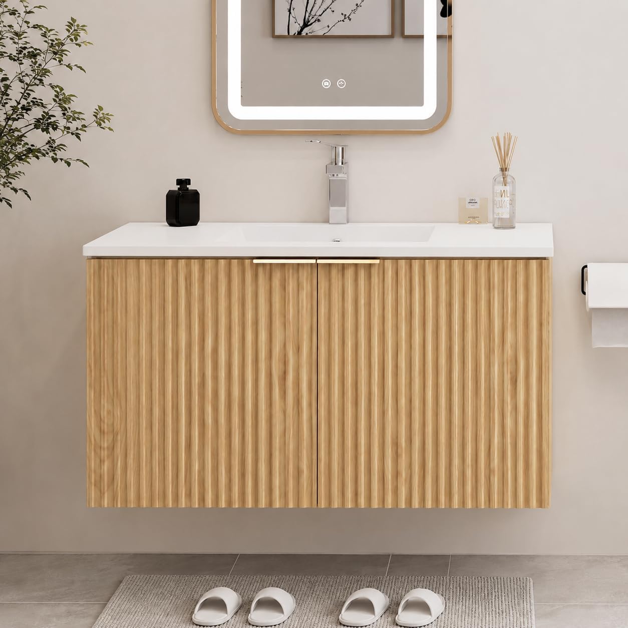 Home Bathroom Door - وحدة حمام عصرية معلقة على الحائط