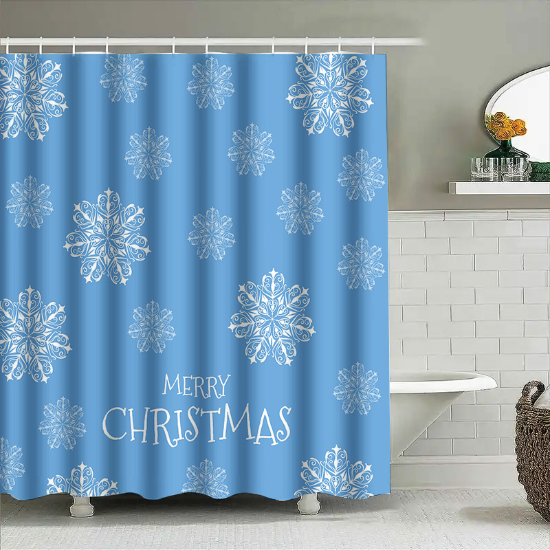 Home Decor Bathroom Ideas - عيد الميلاد دش الستار ندفة الثلج