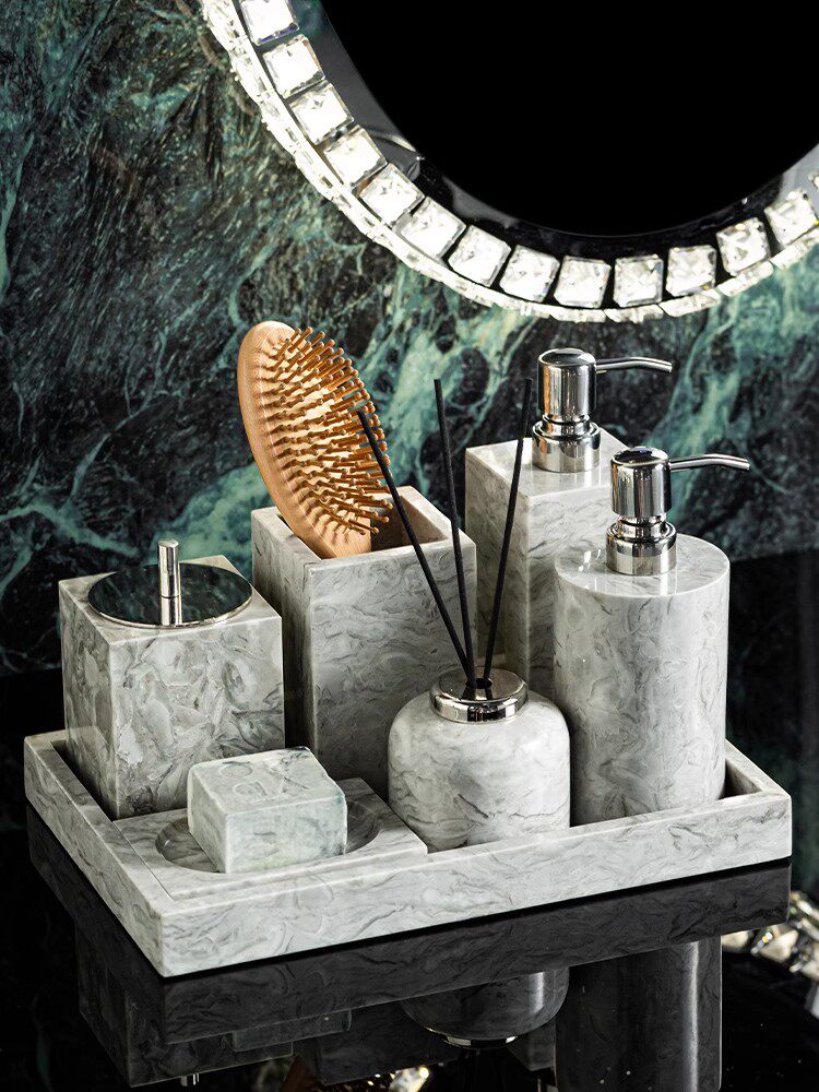 Zara Home Bathroom - طقم صينية رخامية فاخرة للحمام -