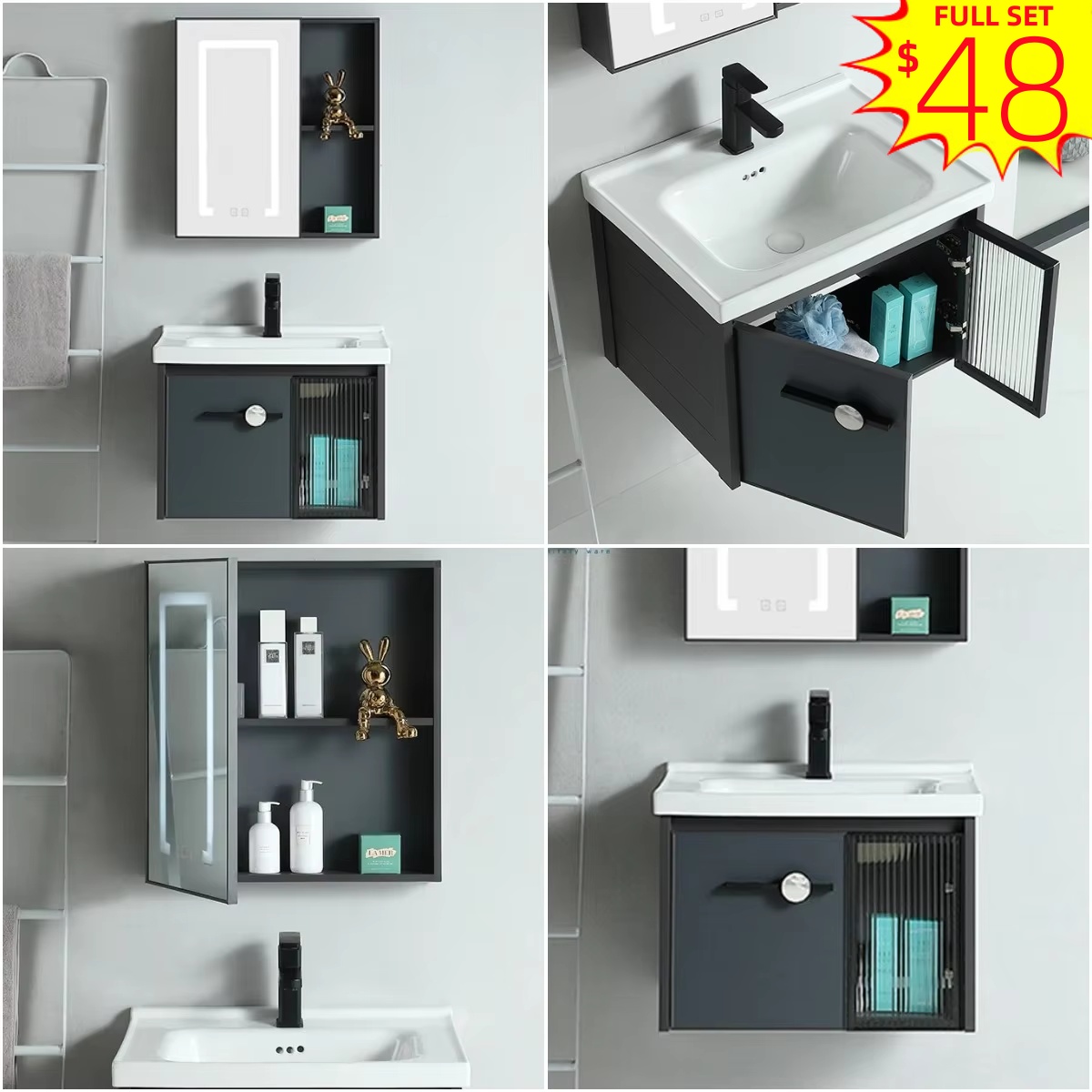 Home Living Bathroom Vanity - خزانة حمام بتصميم مصنع تشاوتشو، سطح