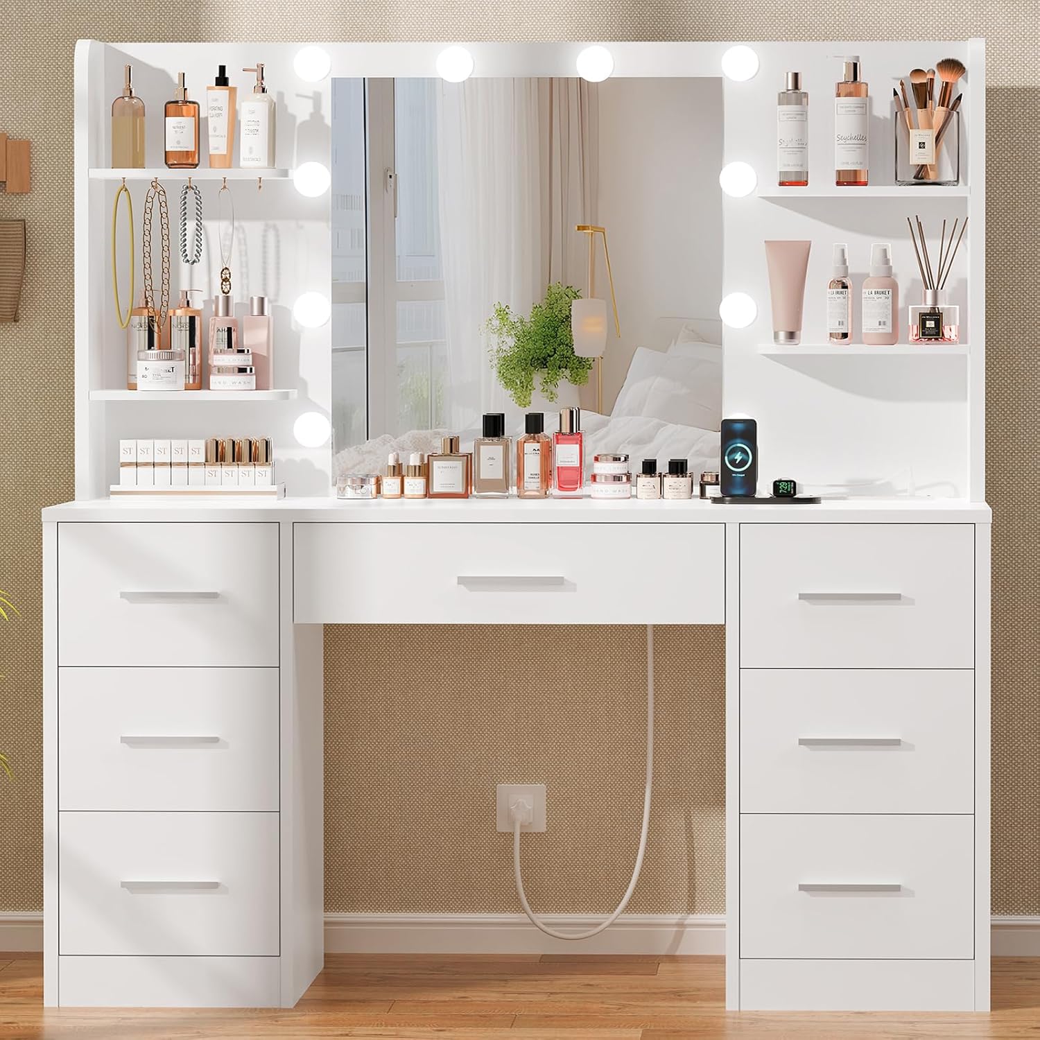 Home Outlet Bathroom Mirrors - طاولة زينة كبيرة مع مرآة مضاءة