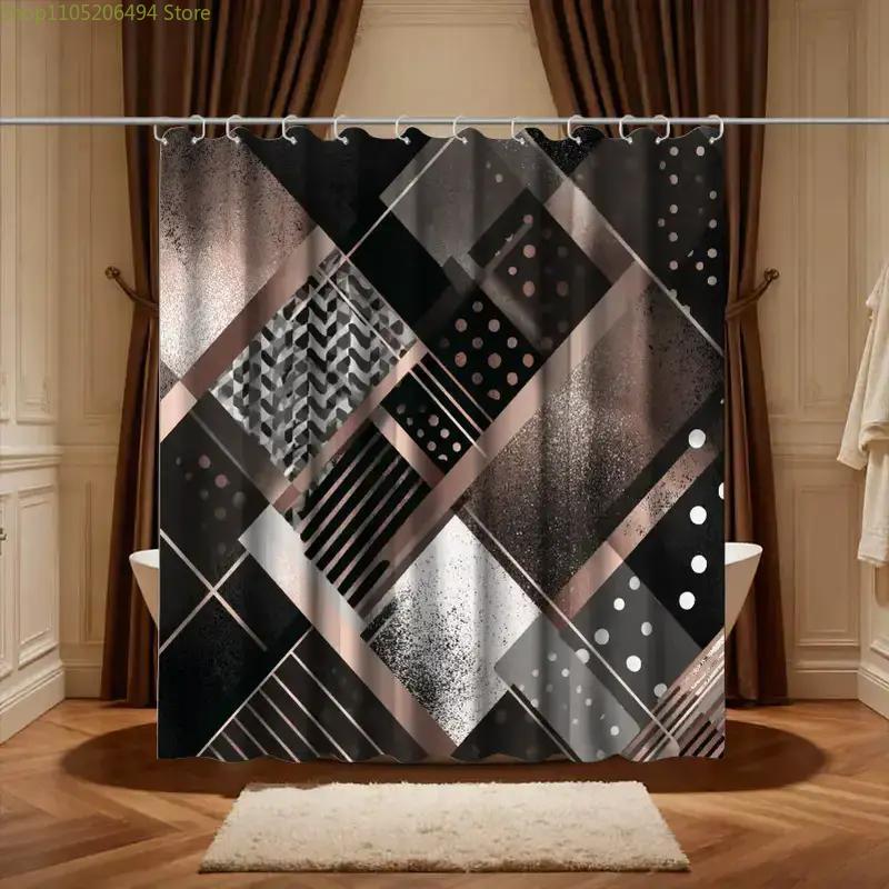 Home Decor Bathroom Ideas - ستارة حمام عصرية بتصميم هندسي مجرد،