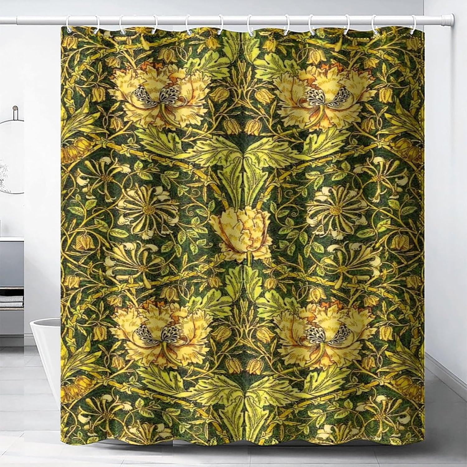 Home Decor Bathroom Ideas - ستارة حمام مقاومة للماء بتصميم نباتي