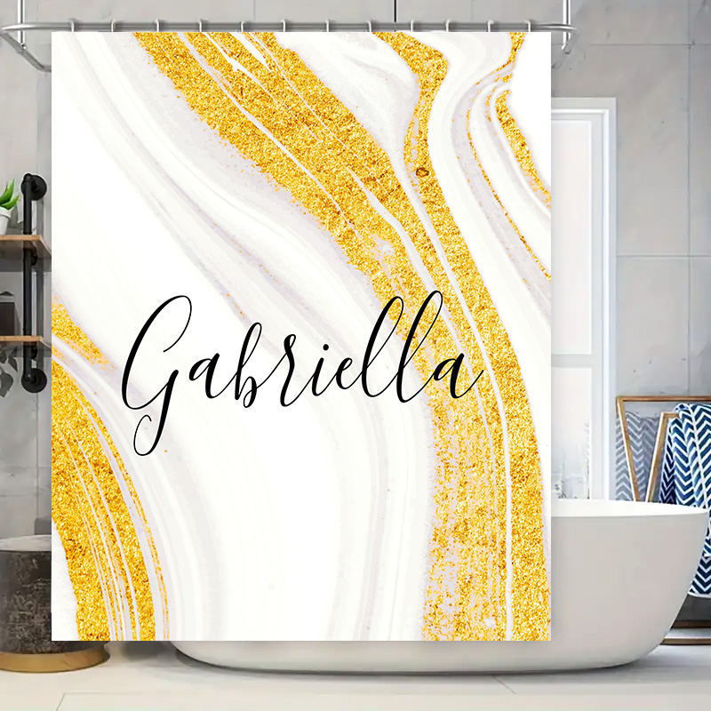 Home Bathroom Name - ستارة دش رخامية ذهبية اسم شخصي