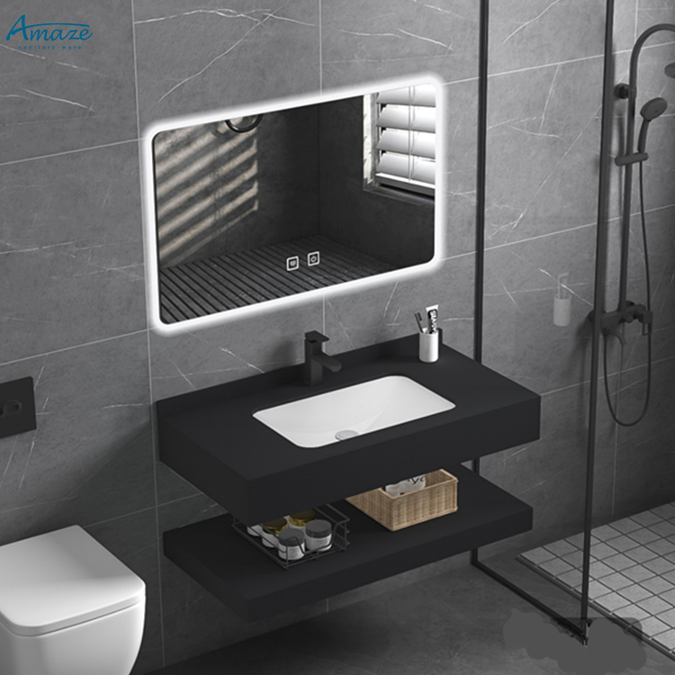 Home Living Bathroom Vanity - خزانة حمام متينة ذات طبقتين مثبتة