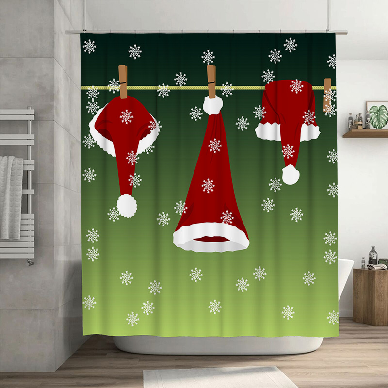 Home Decor Bathroom Ideas - TU احتفالي عيد الميلاد دش الستار