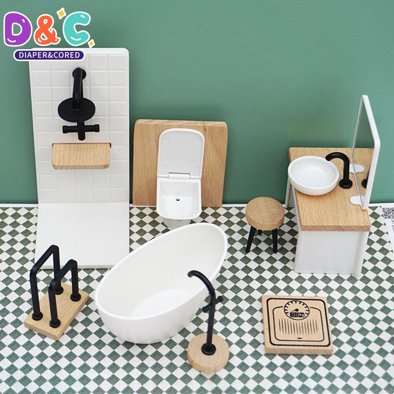 Home Bathroom Supplies - 1:6/1:12 دمية مصغرة الحمام مجموعة غرفة