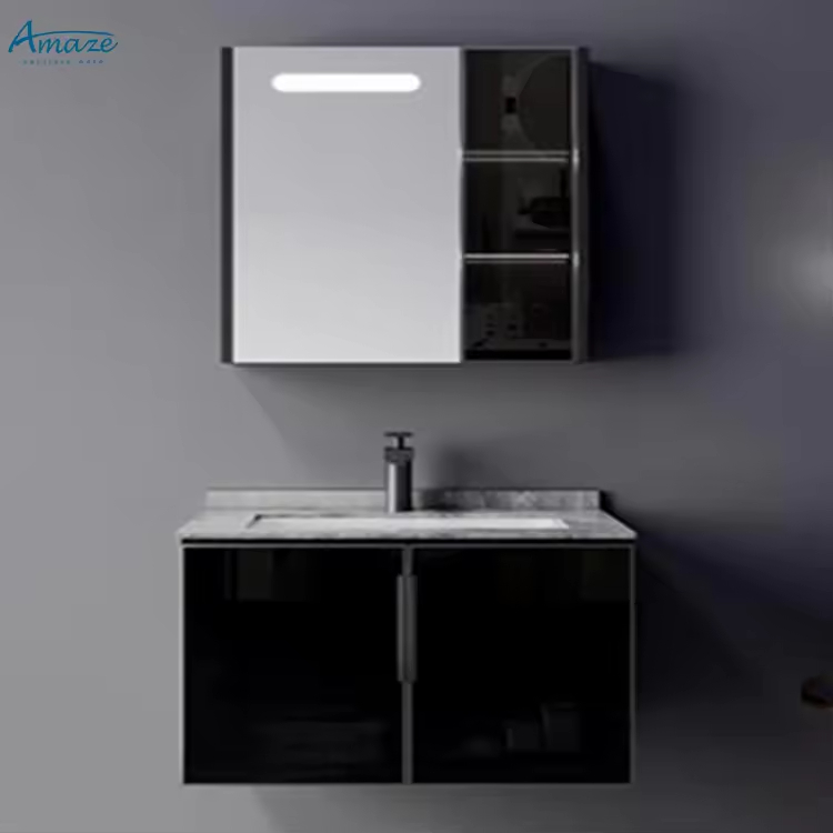 Home Living Bathroom Vanity - خزانة حمام بتصميم عصري مع مرآة