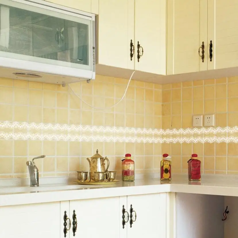 Home Bathroom Wallpaper - الحلو الدانتيل تصميم خلفية الحدود ملصق