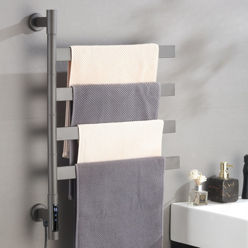 Home Bathroom Supplies - حامل مناشف كهربائي قابل للدوران، مدفأة