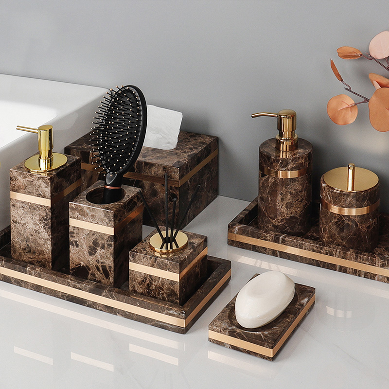 مجموعة حمام رخامية طبيعية داكن - مراجعة Zara Home Bathroom وسعره