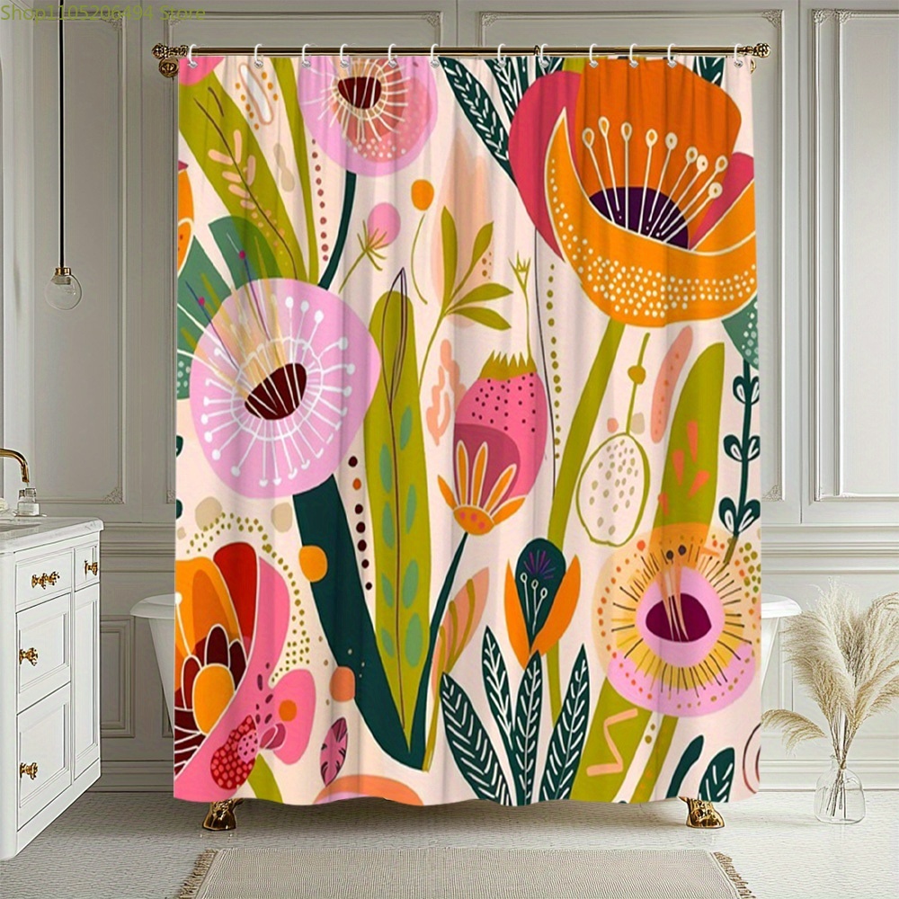 ستارة حمام بنمط زهور نابض بالح - مراجعة Home Decor Bathroom Ideas وسعره