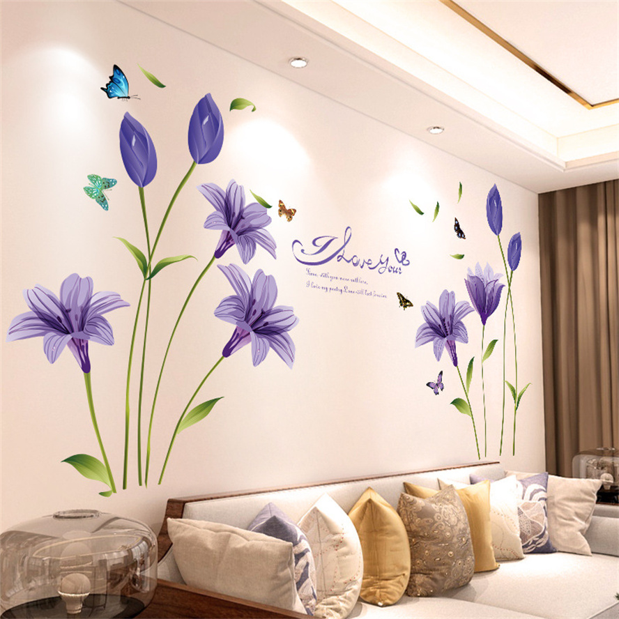 ثلاثية الأبعاد فراشة زهرة ملصق - مراجعة Home Bathroom Wallpaper وسعره