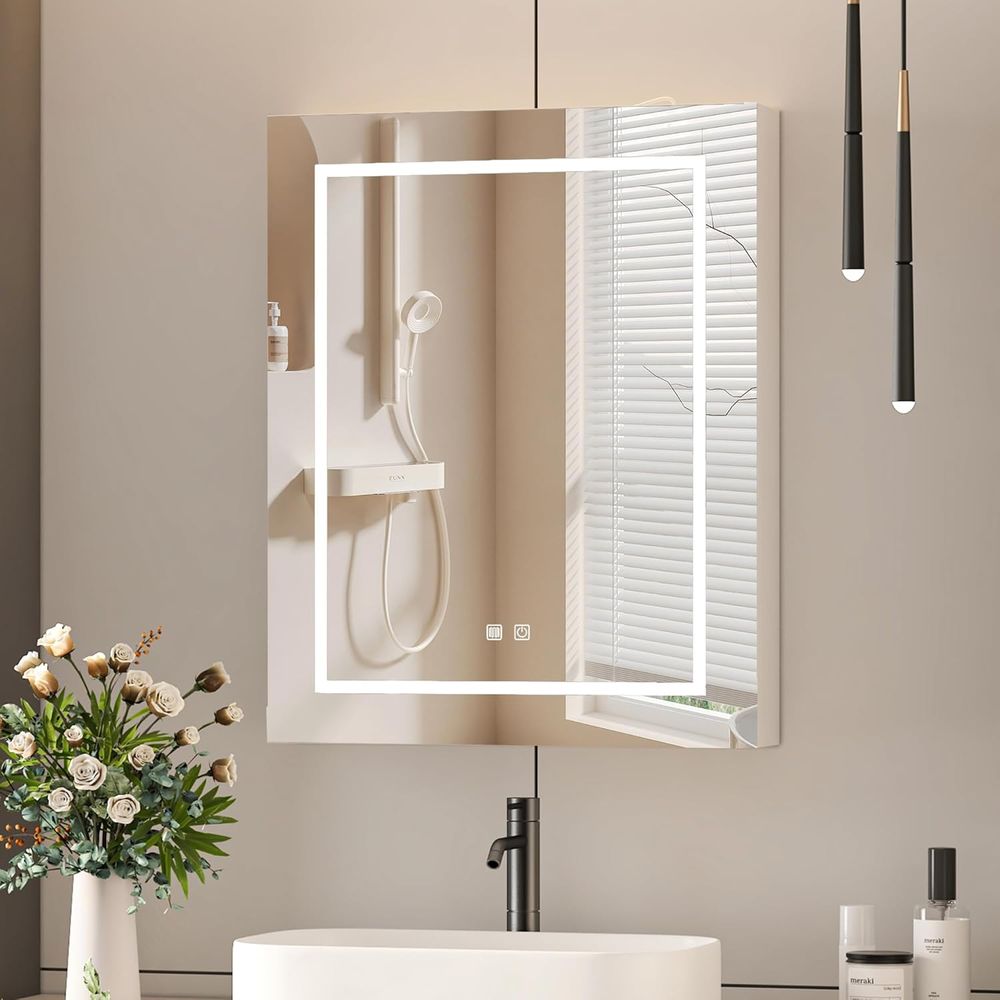 خزانة أدوية 24×30 مع إضاءة، خز - مراجعة Home Outlet Bathroom Mirrors وسعره