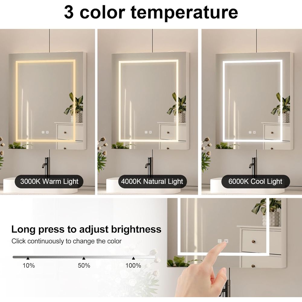 خزانة أدوية 24×30 مع إضاءة، خز - مراجعة Home Outlet Bathroom Mirrors وسعره