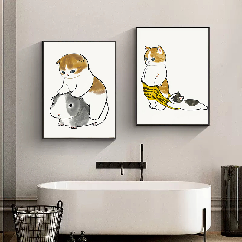 قط يلعب بالهاتف المحمول على ال - مراجعة Home Bathroom Wallpaper وسعره