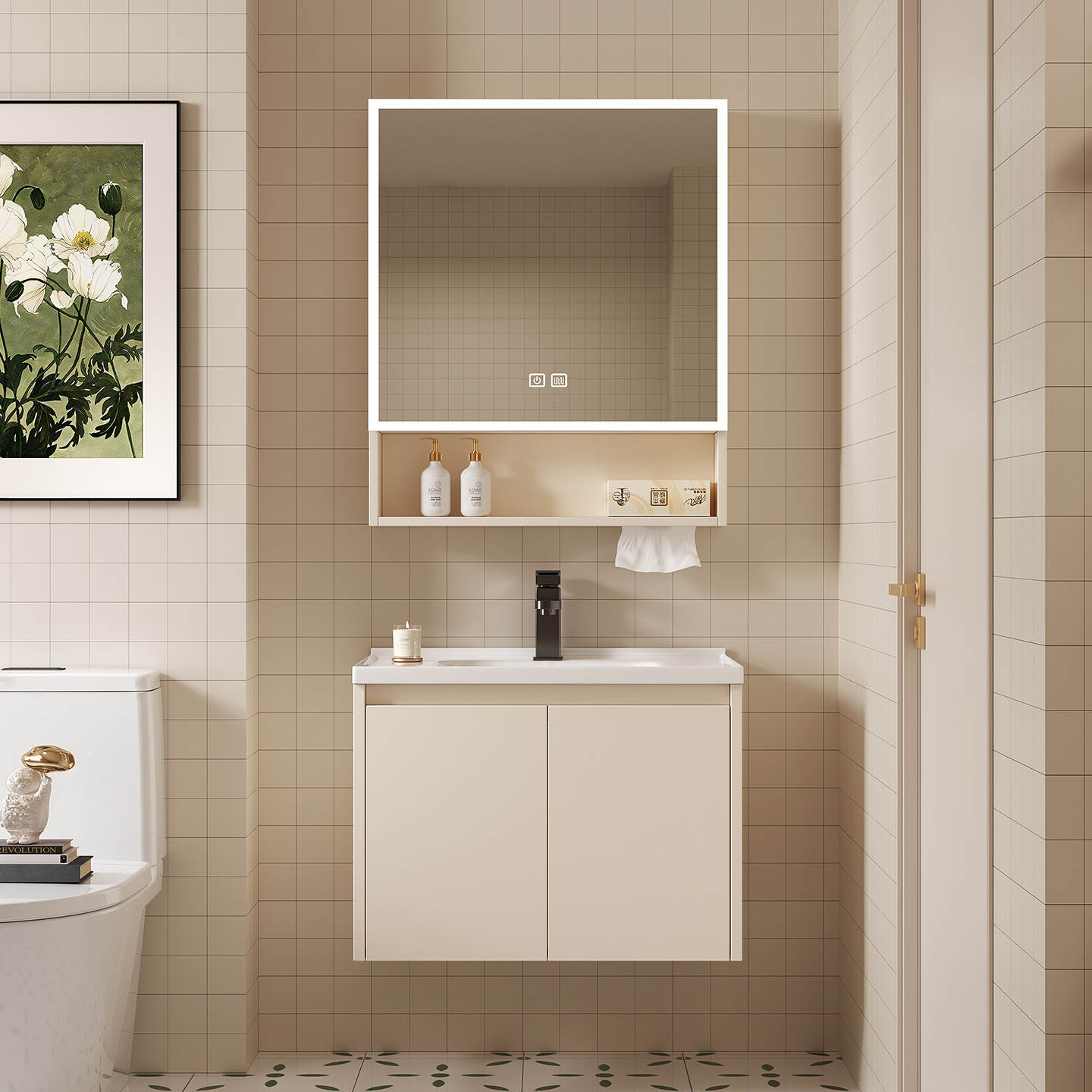 خزانة مرآة ذكية للحمام من الأل - مراجعة Home Bathroom Wallpaper وسعره