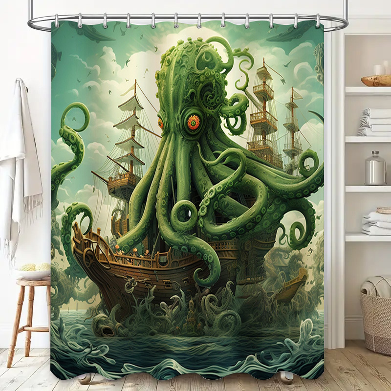 الأخطبوط السفينة دش الستار سري - مراجعة Home Decor Bathroom Ideas وسعره