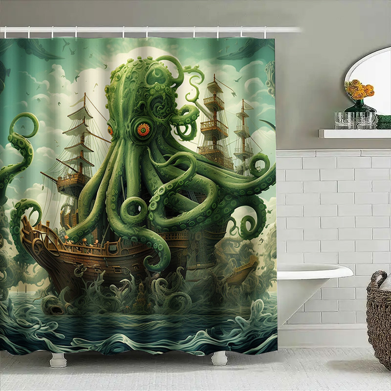 الأخطبوط السفينة دش الستار سري - مراجعة Home Decor Bathroom Ideas وسعره