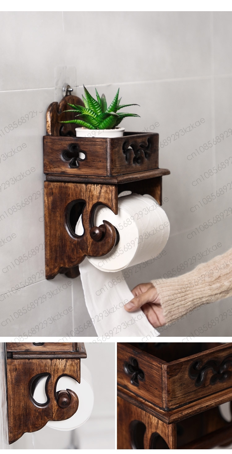 حامل مناديل خشبي، رف تخزين للح - مراجعة Home Bathroom Paper Towels وسعره