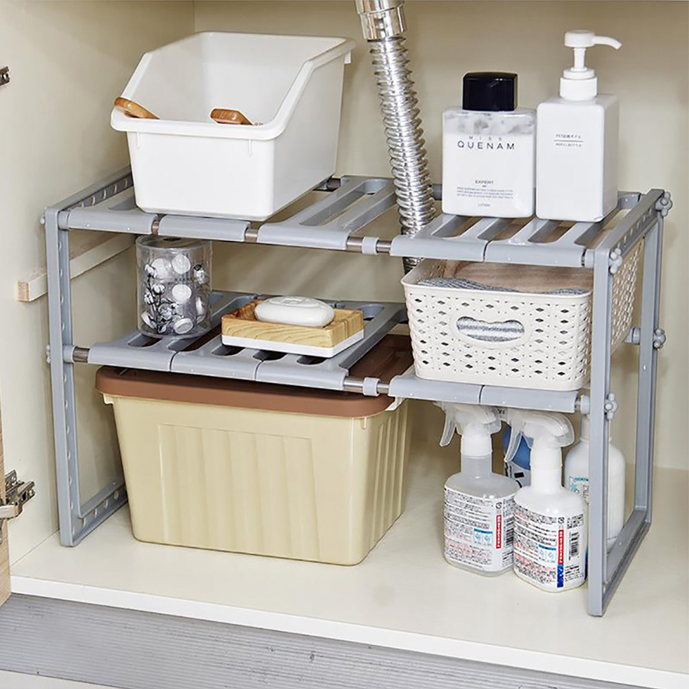 منظم تحت الحوض بطبقتين قابل لل - مراجعة Home Goods Bathroom Cabinets وسعره