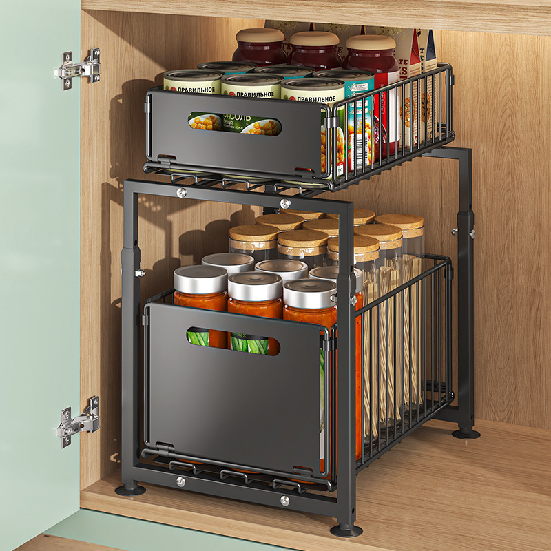منظم خزانة بطبقتين قابل للسحب، - مراجعة Home Goods Bathroom Cabinets وسعره