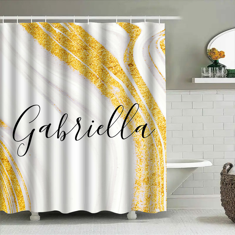 ستارة دش رخامية ذهبية اسم شخصي - مراجعة Home Bathroom Name وسعره