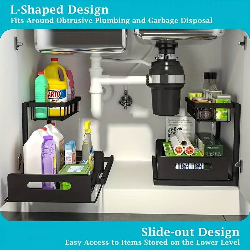 منظم قابل للسحب تحت الحوض، رف  - مراجعة Home Goods Bathroom Cabinets وسعره