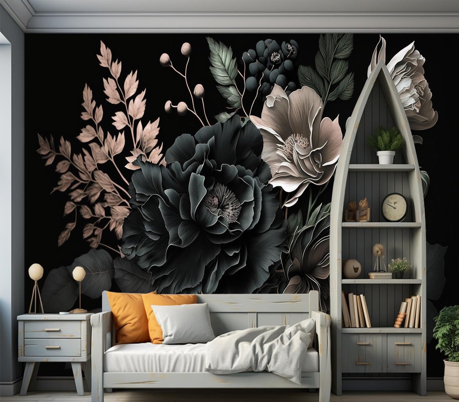 لوحة جدارية فنية بتصميم زهور ا - مراجعة Home Bathroom Wallpaper وسعره