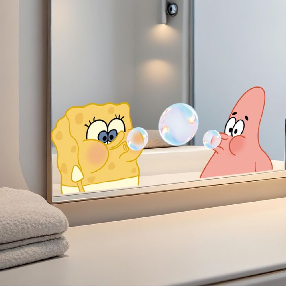 ملصقات مرآة الحمام سبونج بوب - - مراجعة Home Bathroom Supplies وسعره